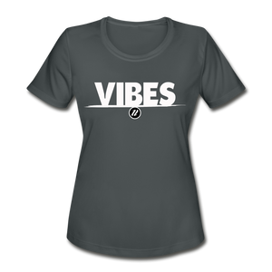 Women's Moisture Wicking T-Shirt | Vibes - charcoal