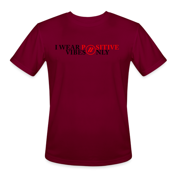 Men’s Moisture T-Shirt Positive Vibes Only - burgundy
