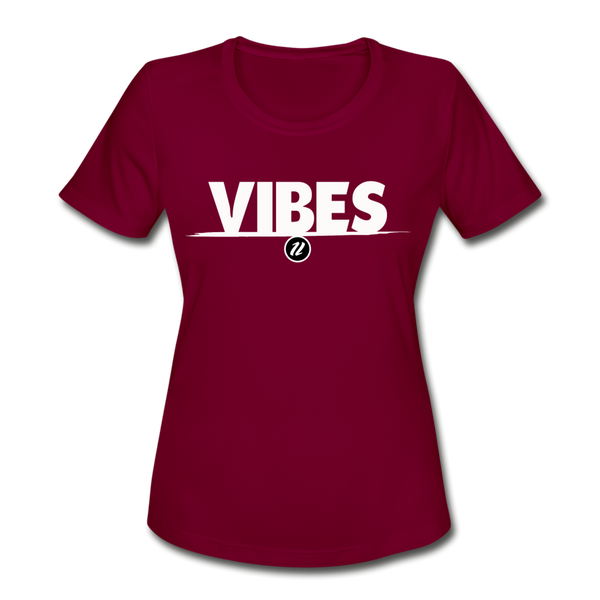 Women's Moisture Wicking T-Shirt | Vibes - burgundy