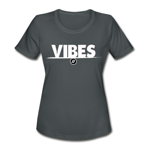 Women's Moisture Wicking T-Shirt | Vibes - charcoal