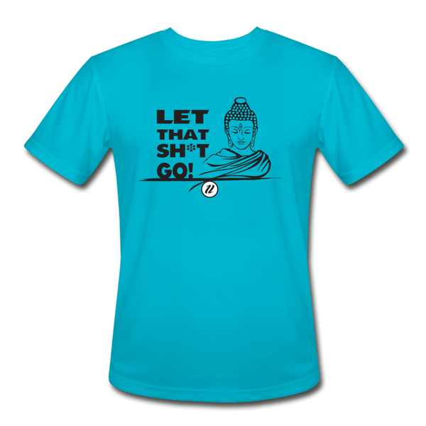 Men’s Moisture Wicking T-Shirt | Let It Go Blk - turquoise